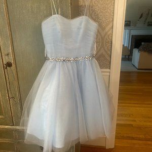 Light Blue Tulle JVN By JOVANI Girls Bat Mitzvah Flower Girl Party Dress Size 10